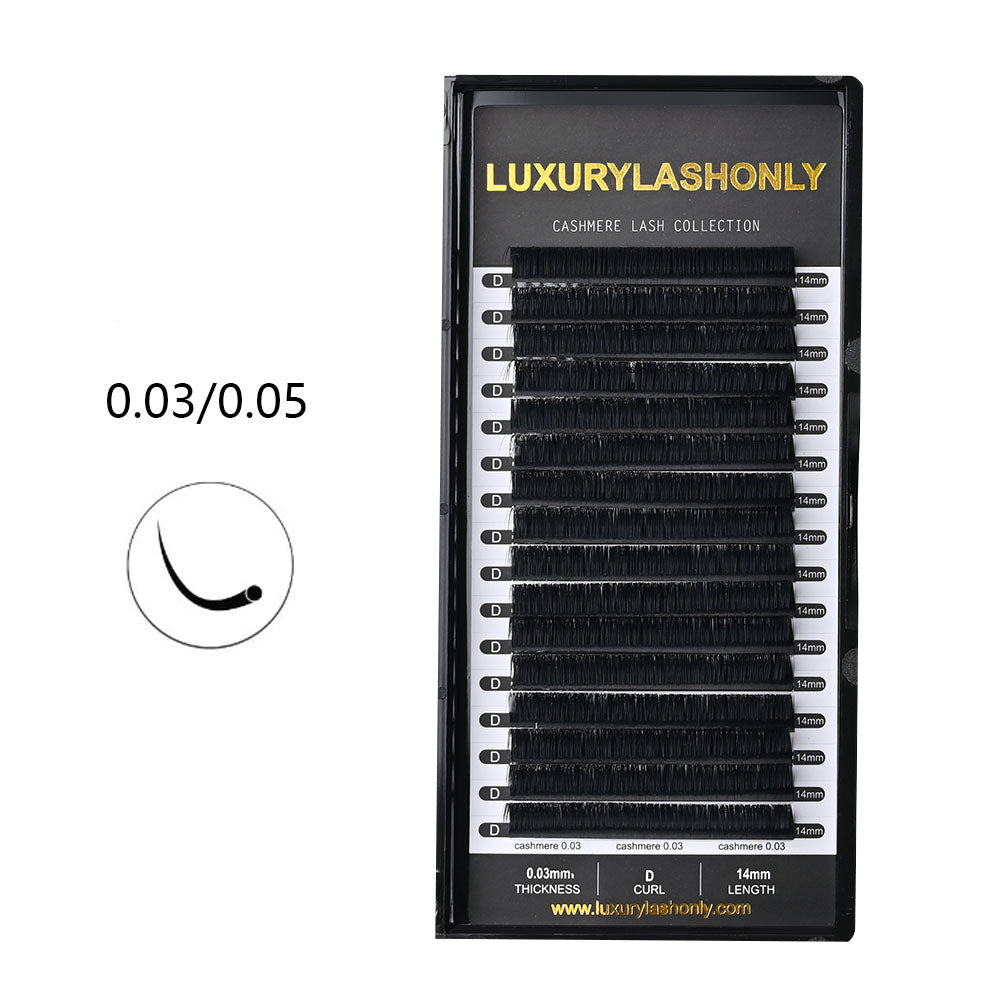 Sample-Cashmere Lashes 0.03/0.05mm Silk Volume Dark Matter Black(16 Rows)