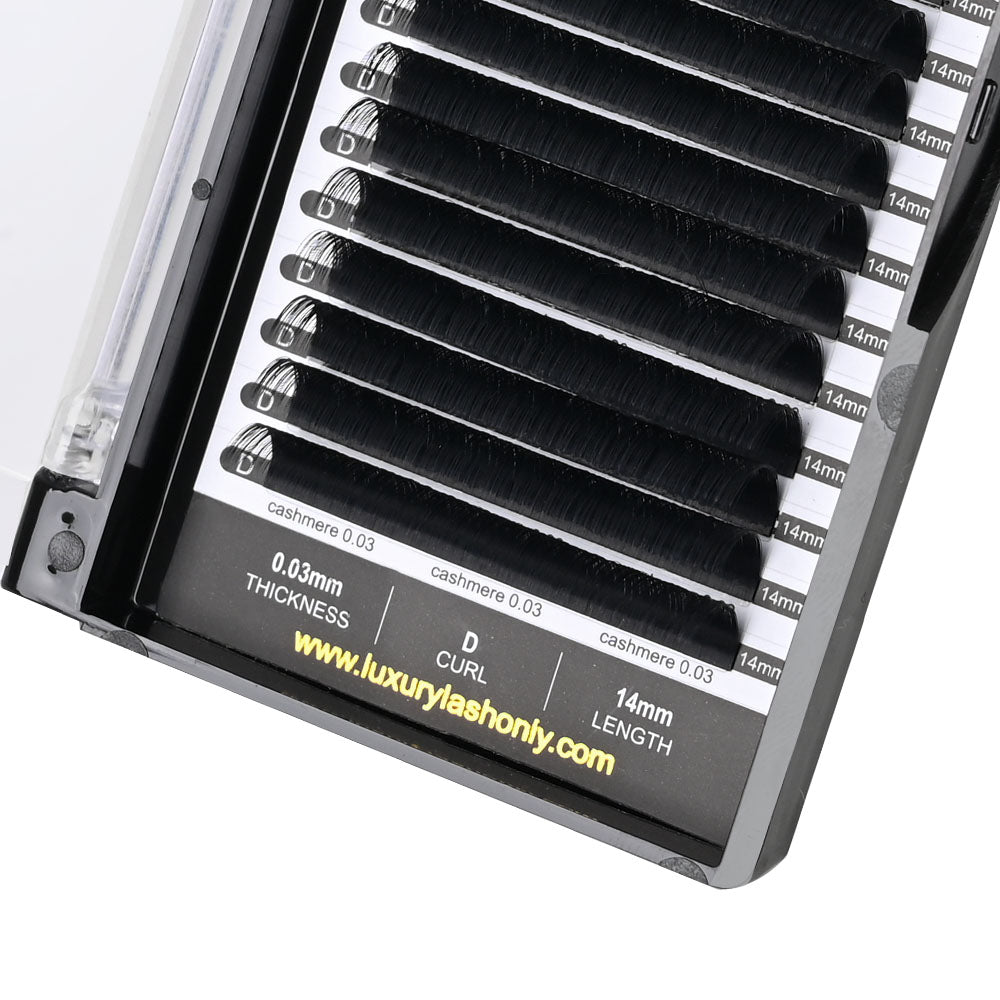 Sample-Cashmere Lashes 0.03/0.05mm Silk Volume Dark Matter Black(16 Rows)