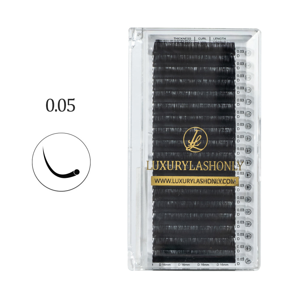 Wholesale Cashmere Lashes 0.05mm Silk Volume Dark Matter Black (18 Rows)